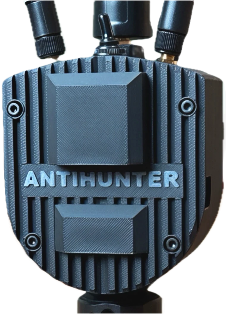 AntiHunter field node, weatherproof enclosure with antennas